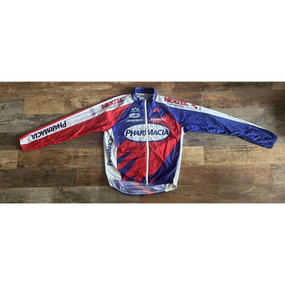 Voler Pharmacia Cycling Team Light Weight Wind Stopper Jacket Red White Blue LG